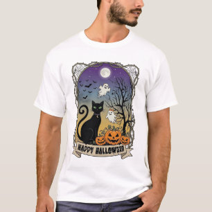 Camiseta Feliz Halloween Gatos Negros Fantasmas Calabazas_1