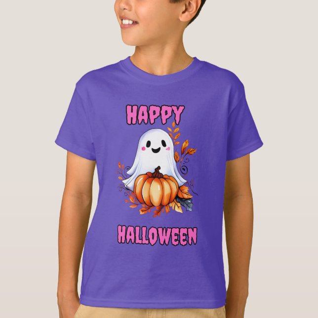 Camiseta Feliz Halloween Ghost Pink (Anverso)