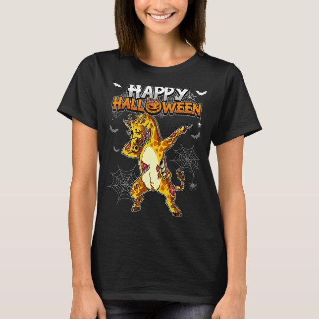 Camiseta Feliz Halloween Giraffe Zombie (Anverso)