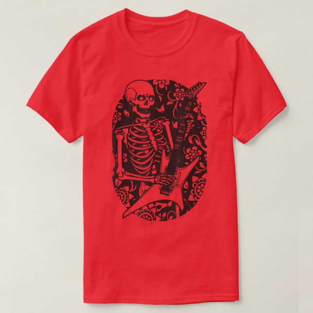 Camiseta Feliz Halloween Gracioso Skeleton Tocando Bomba De (Diseño del anverso)