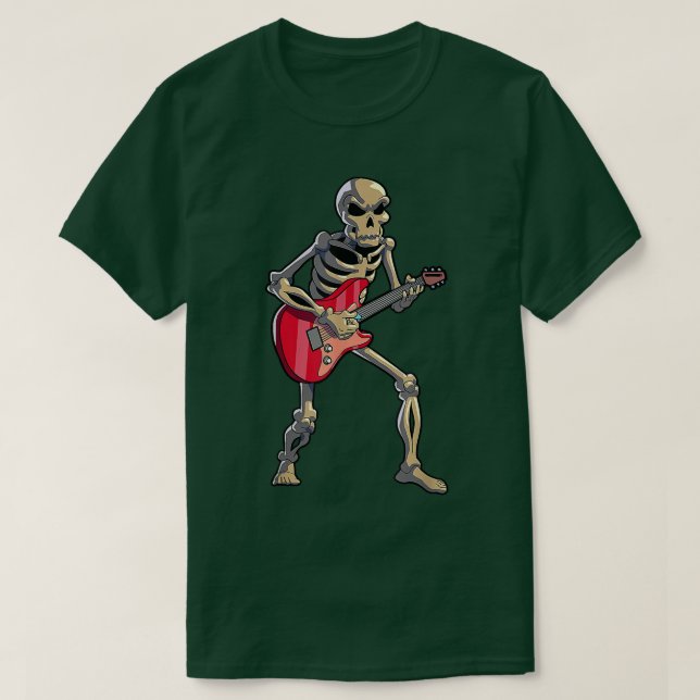Camiseta Feliz Halloween Gracioso Skeleton Tocando Bomba De (Diseño del anverso)