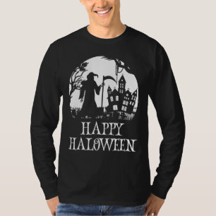 Camiseta Feliz Halloween Grim Reaper Haunted House Kids &
