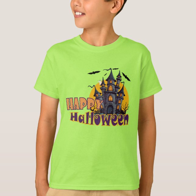 Camiseta Feliz Halloween Halloween de la casa embrujada (Anverso)
