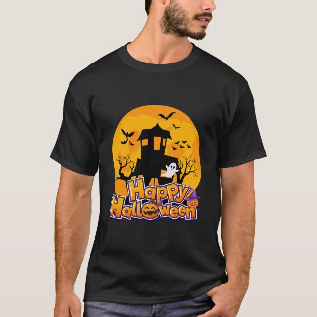 Camiseta Feliz Halloween Hauned House Moon (Anverso)