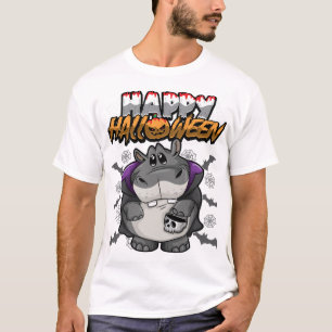 Camiseta Feliz Halloween Hipopótamo Disfrazado
