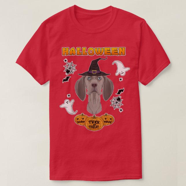 Camiseta Feliz Halloween I Perro Lover I Weimaraner 4305 (Diseño del anverso)