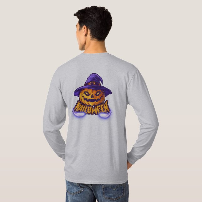 Camiseta Feliz Halloween Jack Espantoso (Reverso completo)