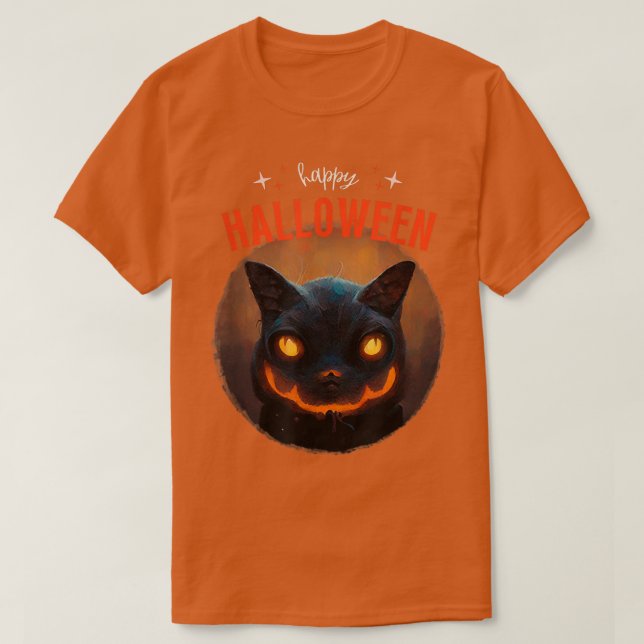 Camiseta Feliz Halloween Jack o Lantern Cat (Diseño del anverso)