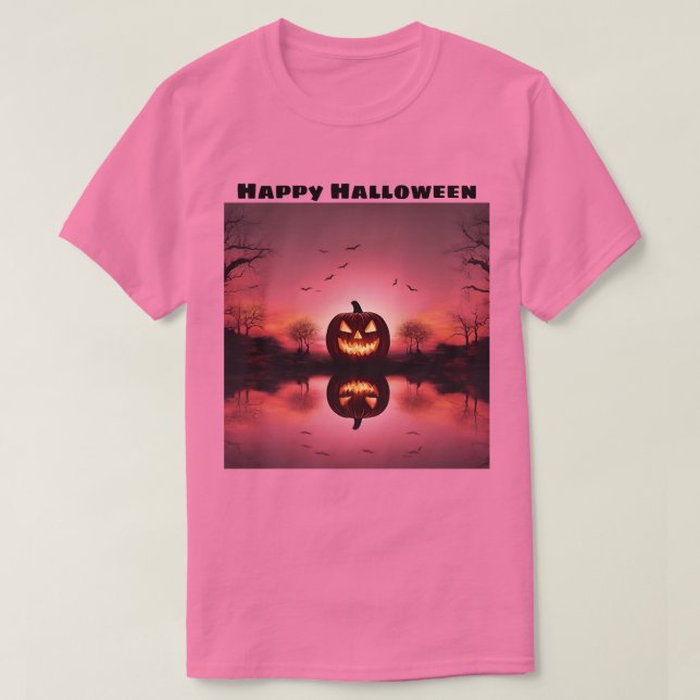 Camiseta Feliz Halloween Jack O Lantern Sunset T-Shirt (Diseño del anverso)