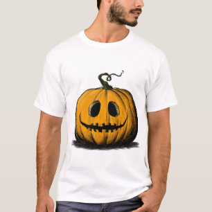 Camiseta Feliz Halloween Jack O'Lantern Adulto Natural