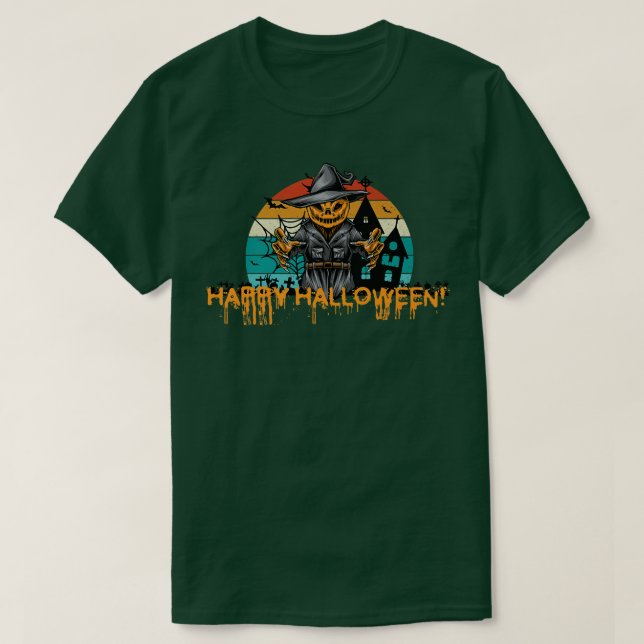 Camiseta Feliz Halloween Jack O'Lantern Witch Men Tee (Diseño del anverso)