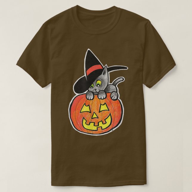Camiseta Feliz Halloween JackO'Lantern Black Kitty Cat Witt (Diseño del anverso)