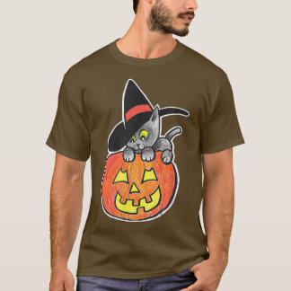 Camiseta Feliz Halloween JackO'Lantern Black Kitty Cat Witt