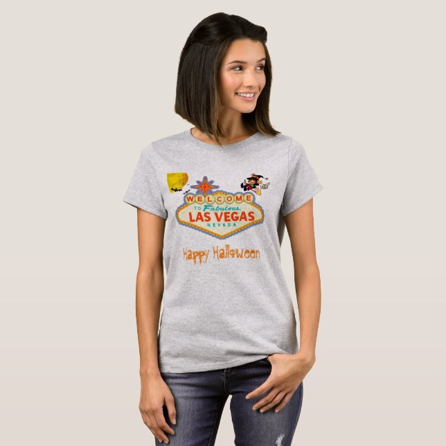 Camiseta Feliz Halloween La Bruja Voladora De Las Vegas (Anverso completo)