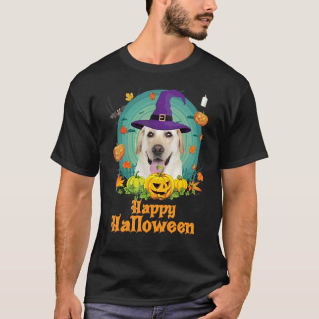 Camiseta Feliz Halloween Labrador Recuperador Calabaza de P (Anverso)