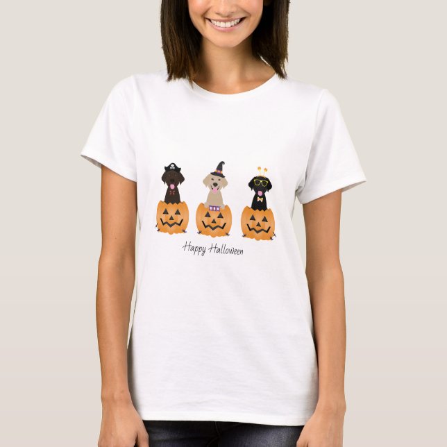 Camiseta Feliz Halloween Labrador Recuperar Calabaza de Per (Anverso)