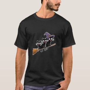 Camiseta Feliz Halloween lindo gato negro bruja Gorra Bat M