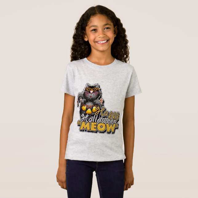Camiseta Feliz Halloween Meow (Anverso completo)