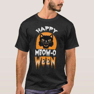 Camiseta Feliz Halloween Meow O Ween Cute Negro Cat Fiesta