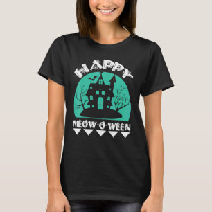 Camiseta Feliz Halloween Meow O Ween Gato Negro Lindo Fiest