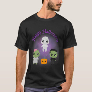 Camiseta Feliz Halloween Monsters Mummy Frankenstein Zombie