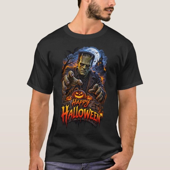 Camiseta Feliz Halloween Monstruo de Frankenstein (Anverso)
