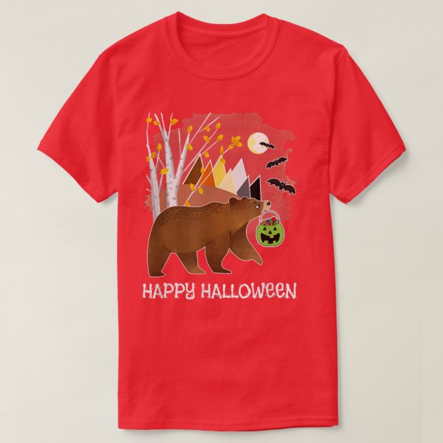 Camiseta Feliz Halloween Montañas de Oso Cutáneo Birch Tree (Diseño del anverso)