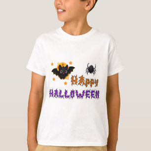 Camiseta Feliz Halloween Murciélago Para Niños Fiesta Diver