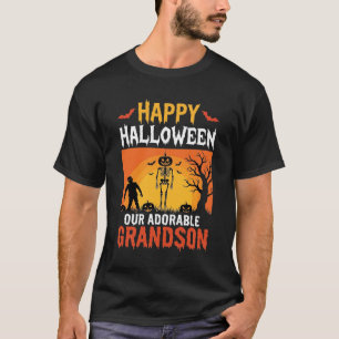 Camiseta Feliz Halloween Nieto Esqueleto Calabaza