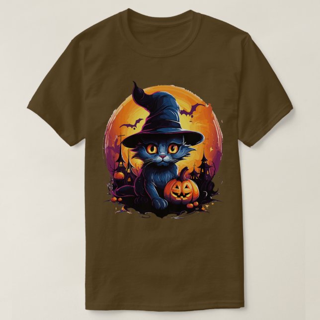 Camiseta Feliz Halloween para gato (Diseño del anverso)