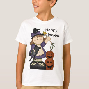 Camiseta Feliz Halloween Pequeña Bruja Larga Sleeve