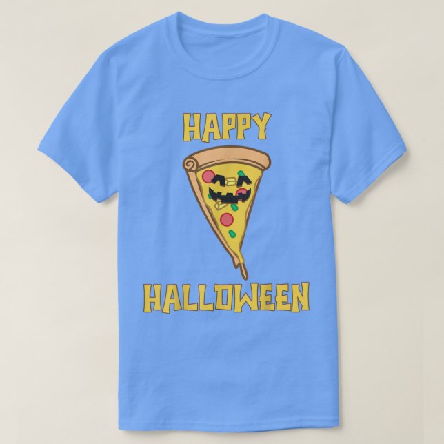 Camiseta Feliz Halloween Pizza Meme Comida Jack o Lantern F (Diseño del anverso)