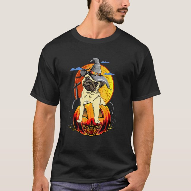 Camiseta Feliz Halloween Pug Perros Halloween (Anverso)