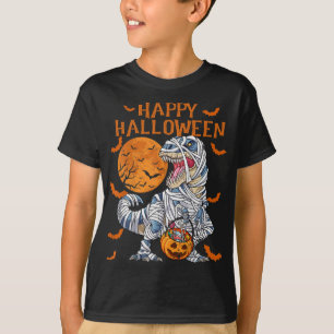 Camiseta Feliz Halloween Retro Dinosaurio Calabaza