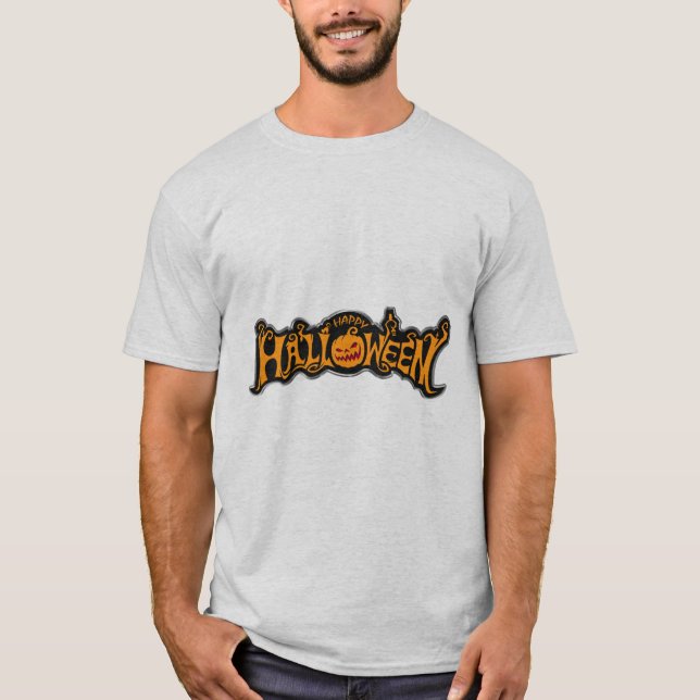 Camiseta Feliz Halloween Ruby Eye Pumpkin Marco de Plata (Anverso)