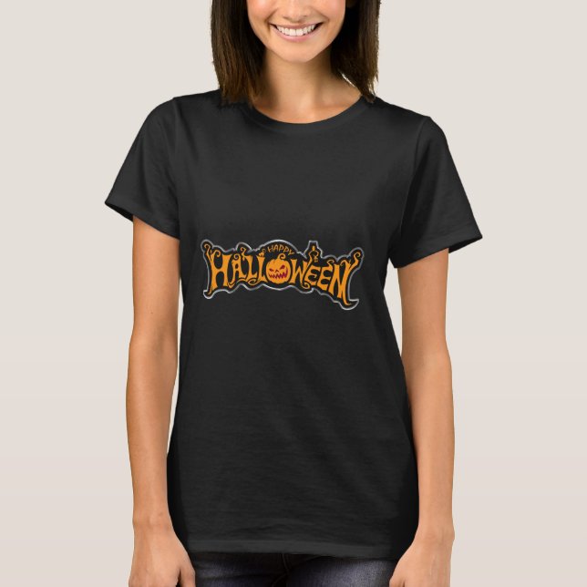 Camiseta Feliz Halloween Ruby Eye Pumpkin Silver Frame (Anverso)