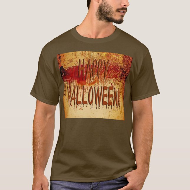 Camiseta Feliz Halloween Sangre manchada de los hombres de  (Anverso)