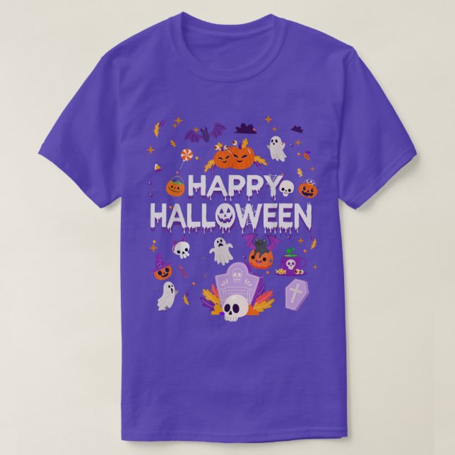 Camiseta Feliz Halloween Scary Retro Niños Boo Ghost Calaba (Diseño del anverso)