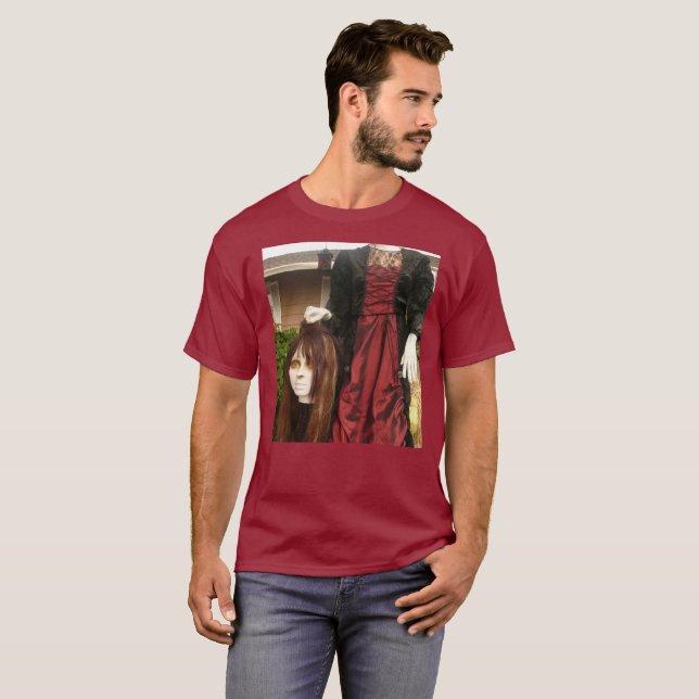 Camiseta Feliz Halloween sin cabeza señora de mannequis (Anverso completo)