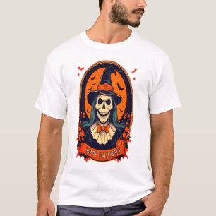 Camiseta Feliz Halloween Skull Witch