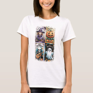 Camiseta Feliz Halloween Spookone Season Witch Skeletto Gho