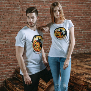 Camiseta Feliz Halloween Spooky Scary Pumpkin Bat