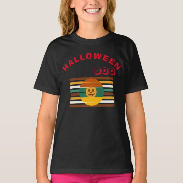 Camiseta Feliz Halloween Spooky Unisex y niños (Anverso)