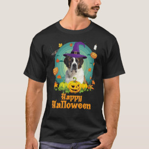 Camiseta Feliz Halloween St Bernard Perro Tirador De Brujas