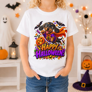 Camiseta Feliz Halloween Superhéroe Dachshund Perro Diverti