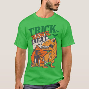 Camiseta Feliz Halloween T Re Trick Rawr Tret