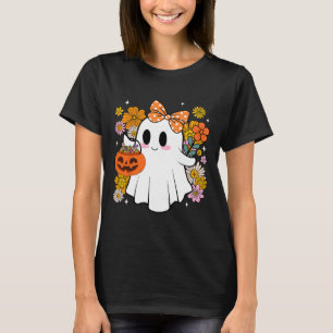 Camiseta Feliz Halloween Traje Floral De Fantasma Vintage C