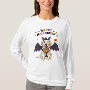 Camiseta Feliz Halloween Trick-or-Treth Bat de perro lindo