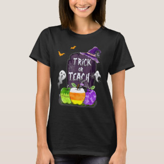 Camiseta Feliz Halloween Truco o Enseña  Maestro Escuela