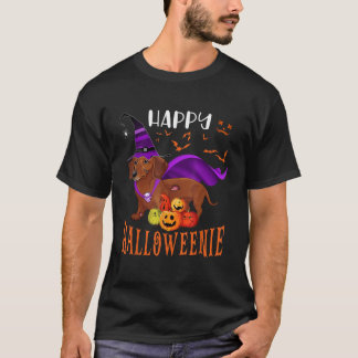 Camiseta Feliz Halloween Weenie Dachshund Perro Witch Scary
